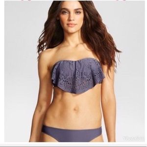 NWOT Xhilaration purple ruffle bandeau bikini top